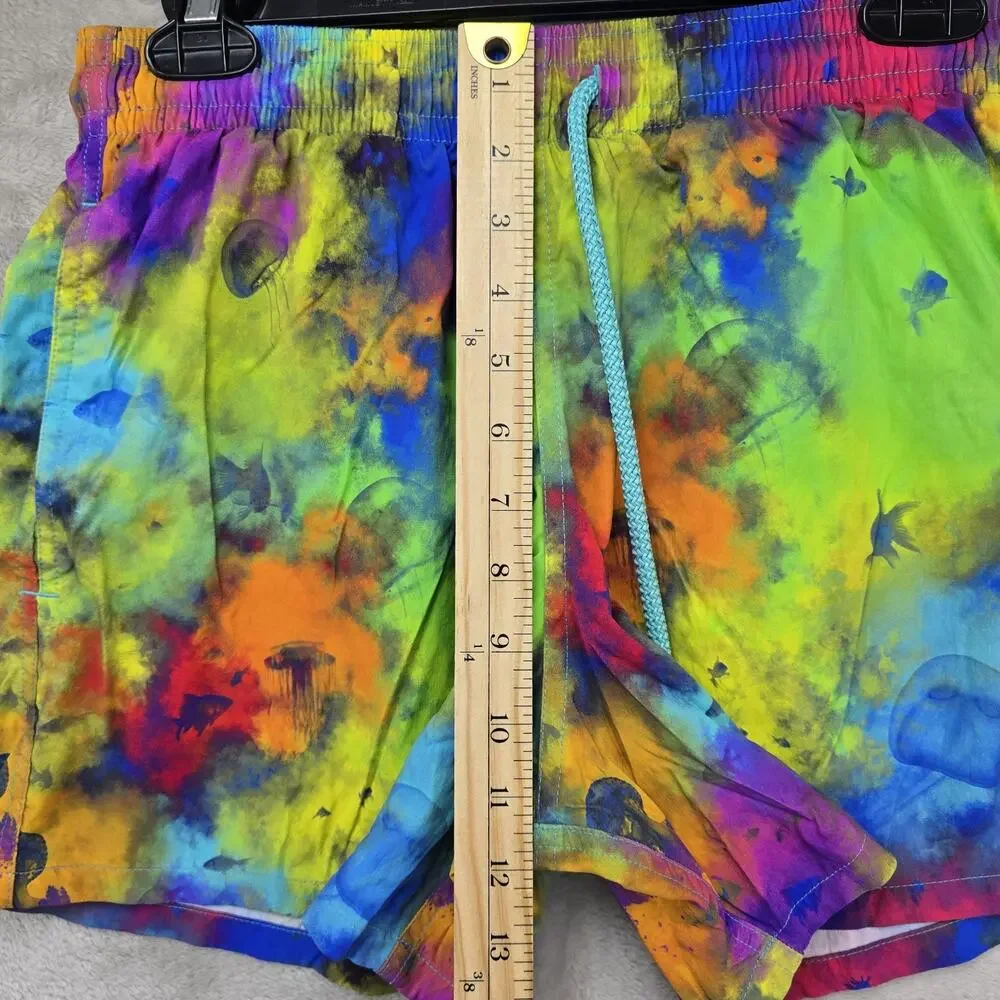 Vilebrequin Swim Trunks Mens Medium Tie Dye Multi Color Swim Wear Jellyfish RARE